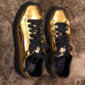 PUMA Basket Gold Metallic Sneakers